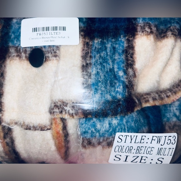 NWT POL CINNAMON BROWN 🤎 PLAID JACKET 🧥 - BROWN🤎 / ICED LATTE, Sz.S, BNWTIB - Picture 11 of 13